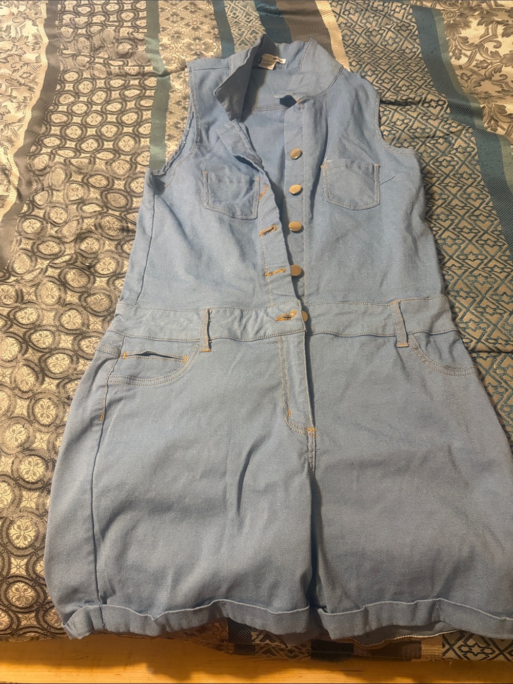 Fashion Nova Light Blue Denim Romper